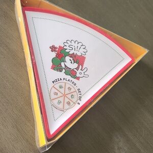 Disney Pizza Slice Party Plates in White, Red & Yellow - Set of 6